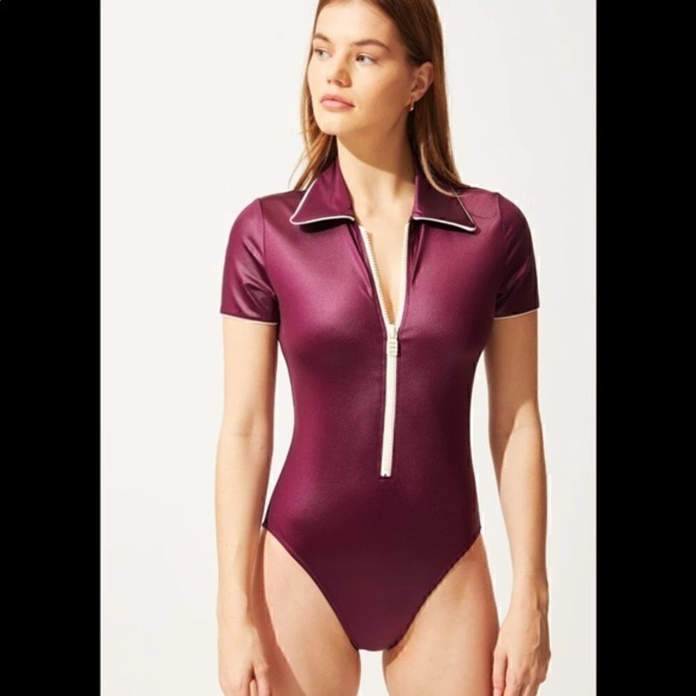 Solid & Striped Maya The Polo Zip One Piece Swim